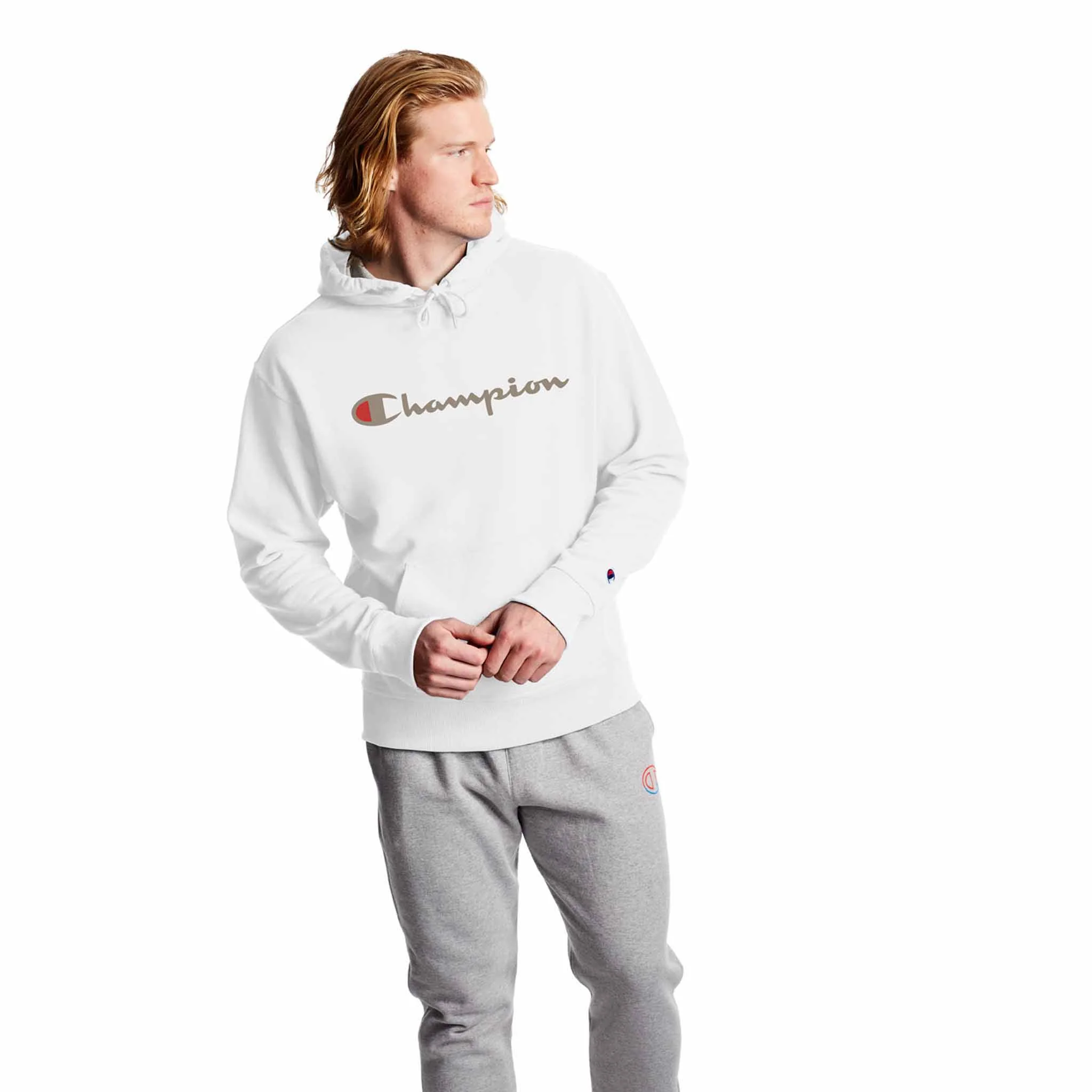 Champion Powerblend Graphic Hoodie sweatshirt a capuchon avec logo pour homme
