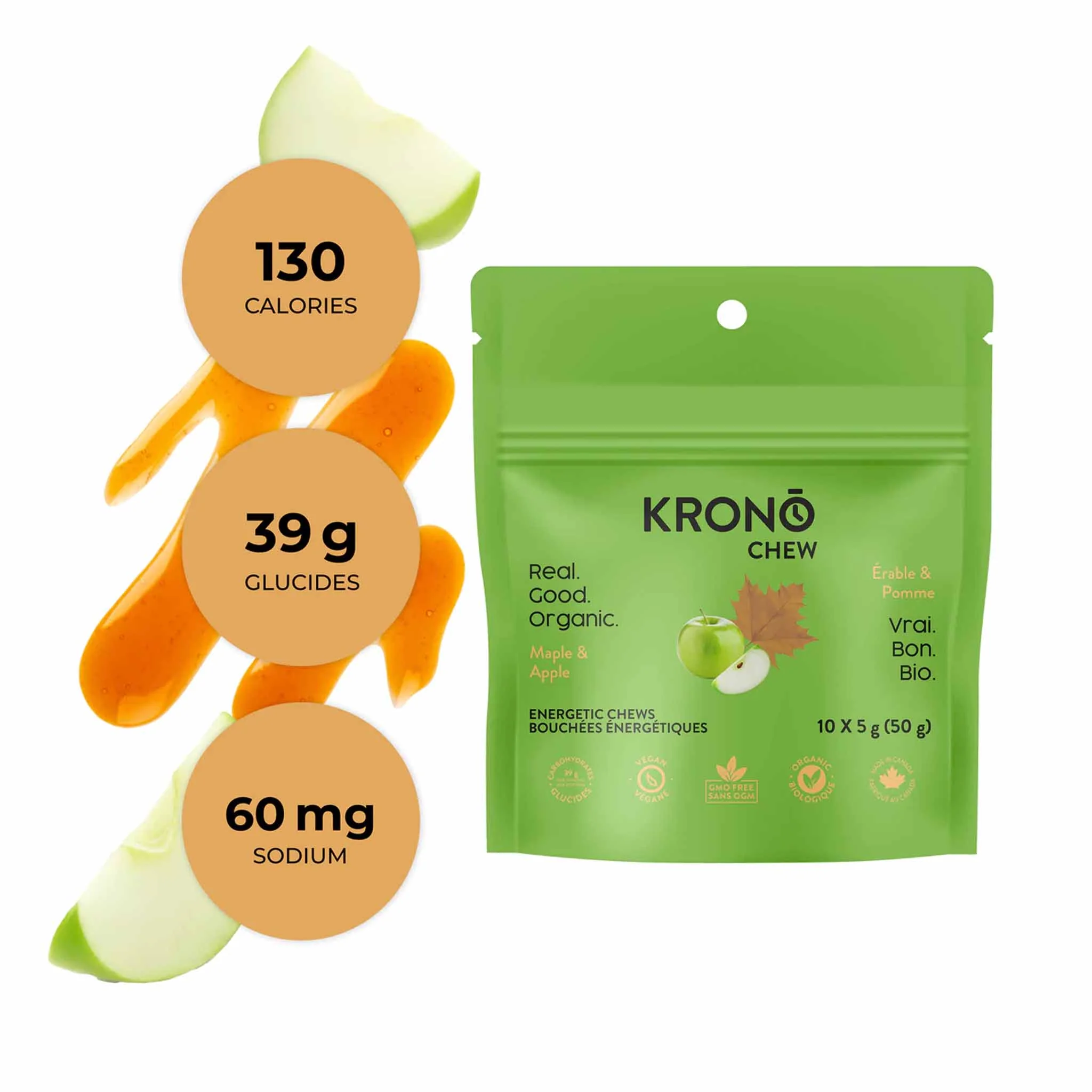 Krono Nutrition Chews érable et pomme - Boîte de 12 - Image 2