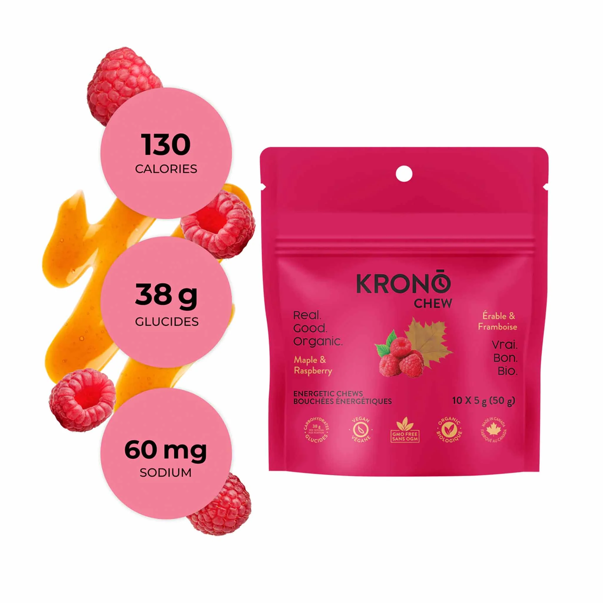 Krono Nutrition Chews érable et framboise - Boîte de 12 - Image 2