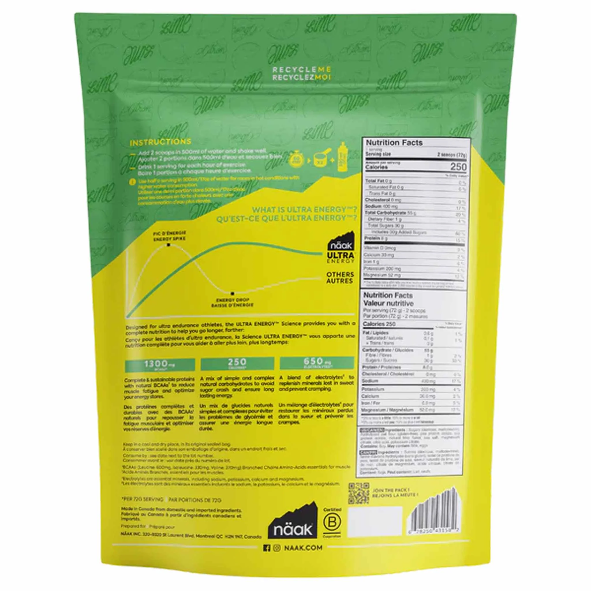 Näak Ultra Energy™ Drink Mix pour sport d'endurance Lime - Image 2