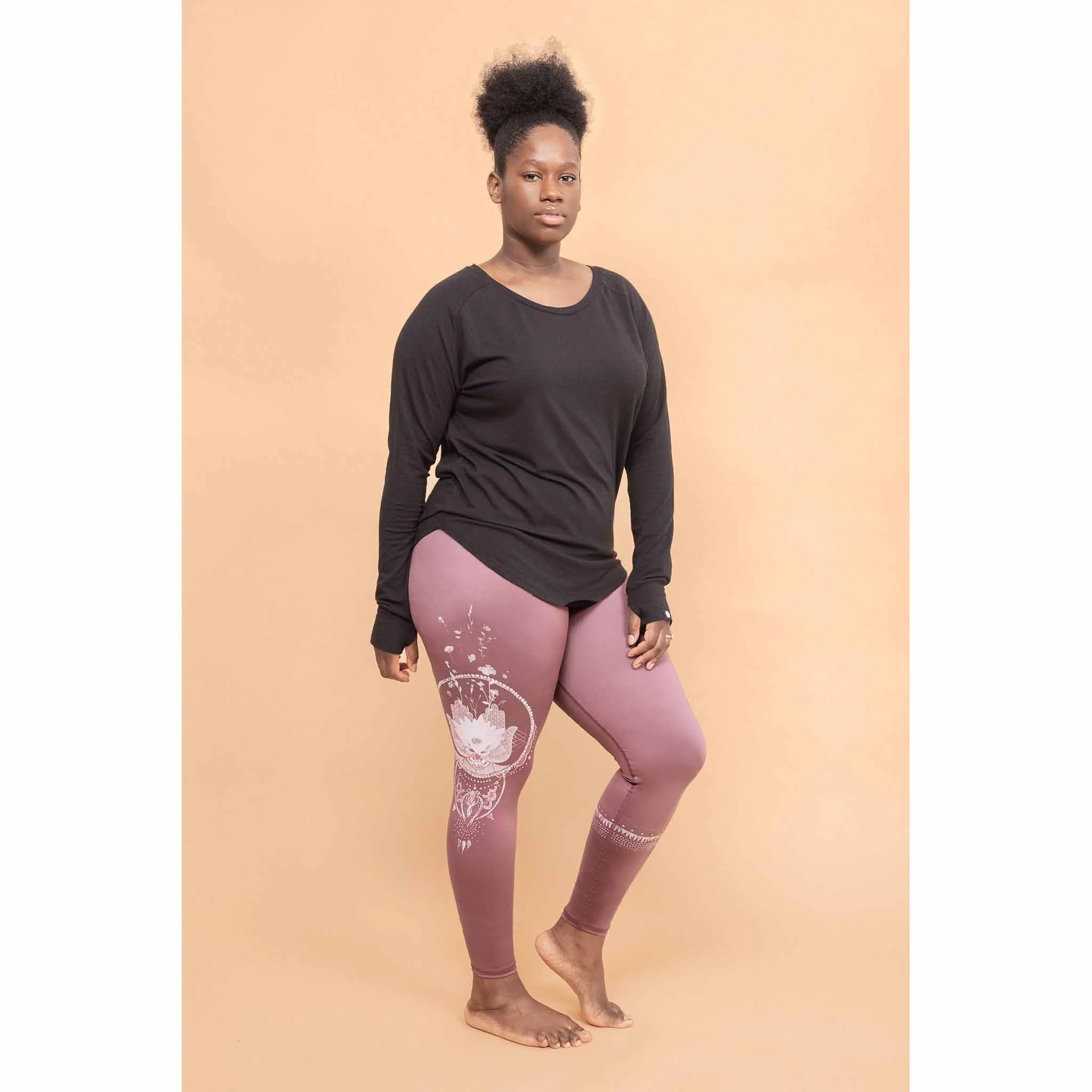 Rose Buddha legging de yoga hamsa fleuri - Image 7