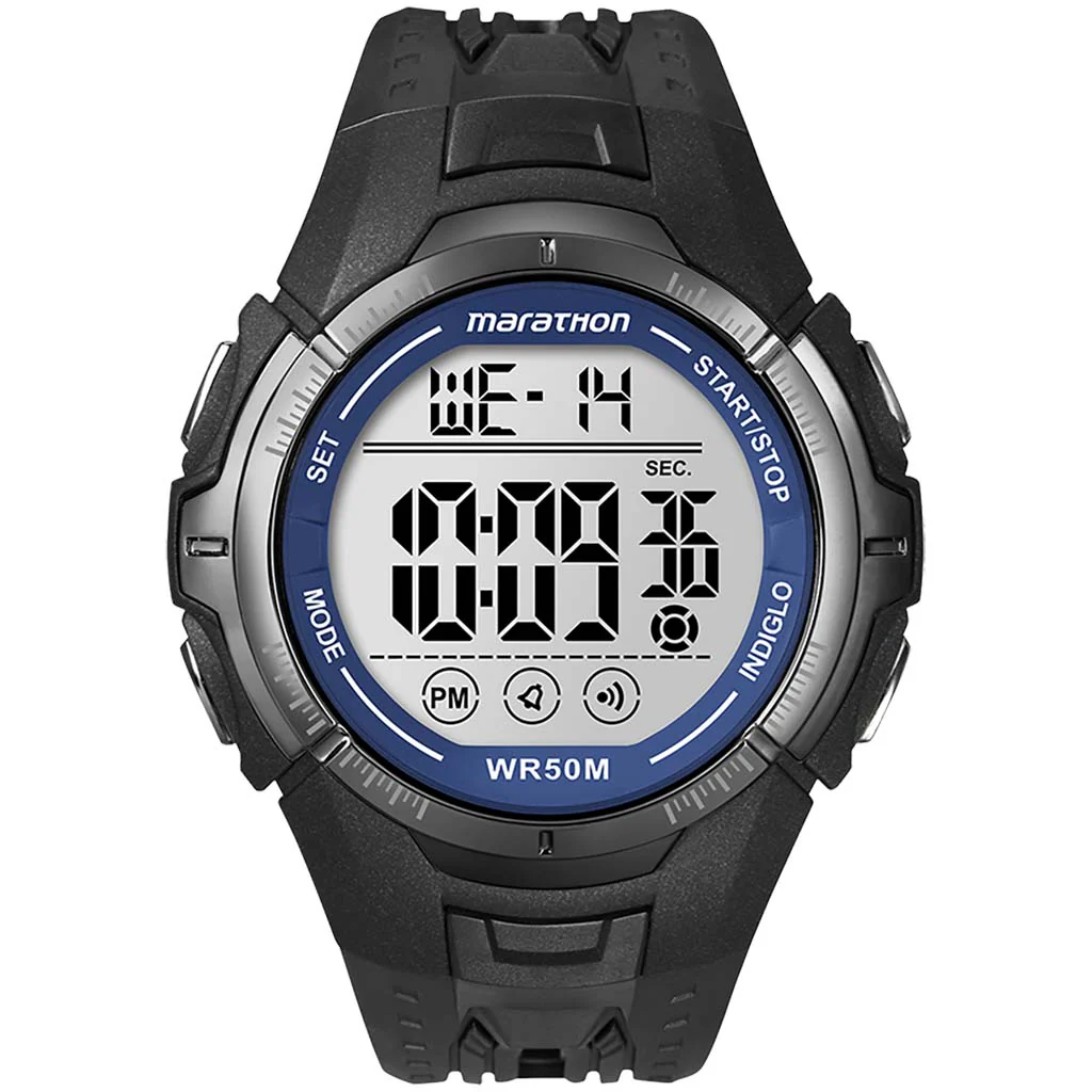 Timex Marathon montre sport noire et bleue