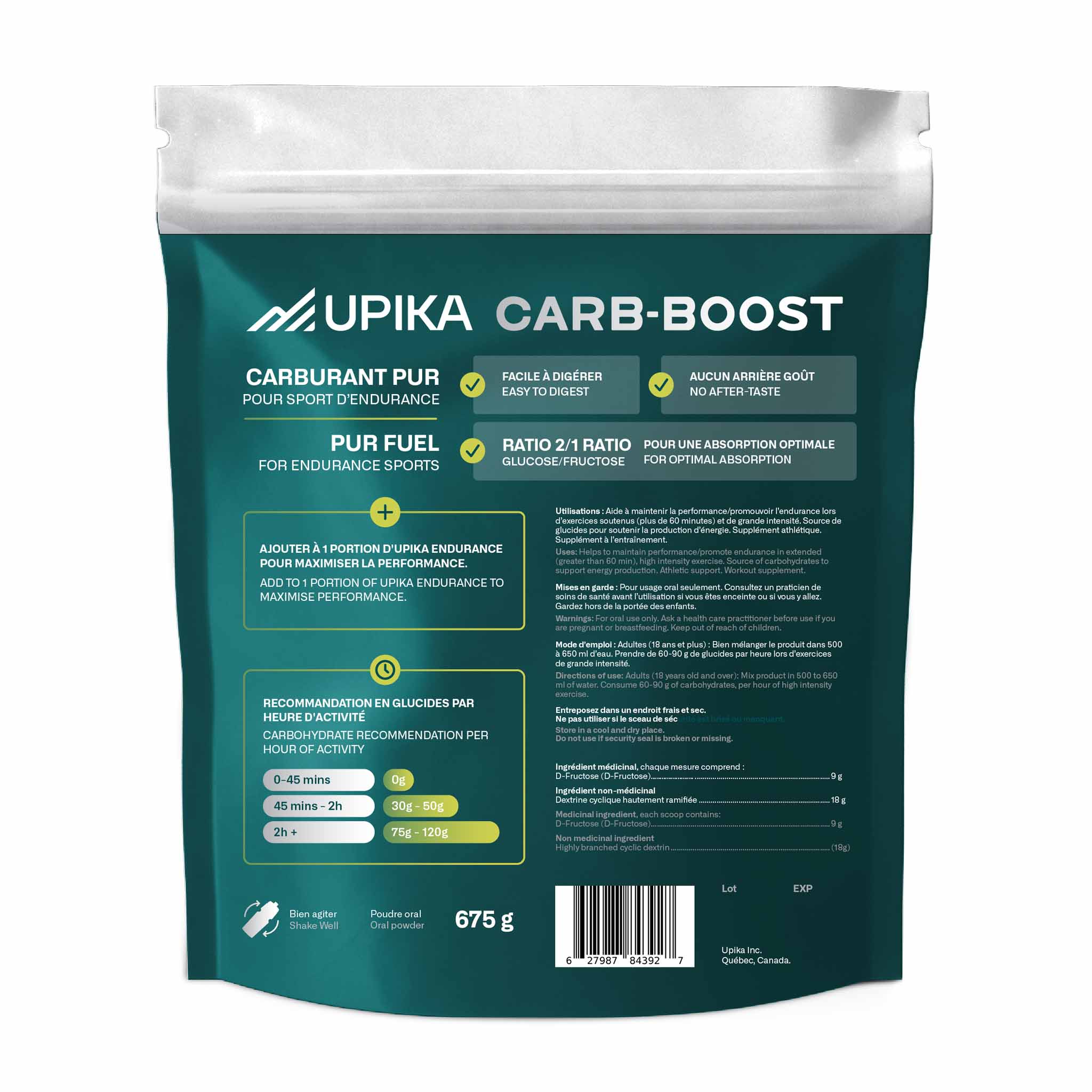 Upika Carb-Boost Glucides premium pour sport d'endurance - 25 portions - Image 2