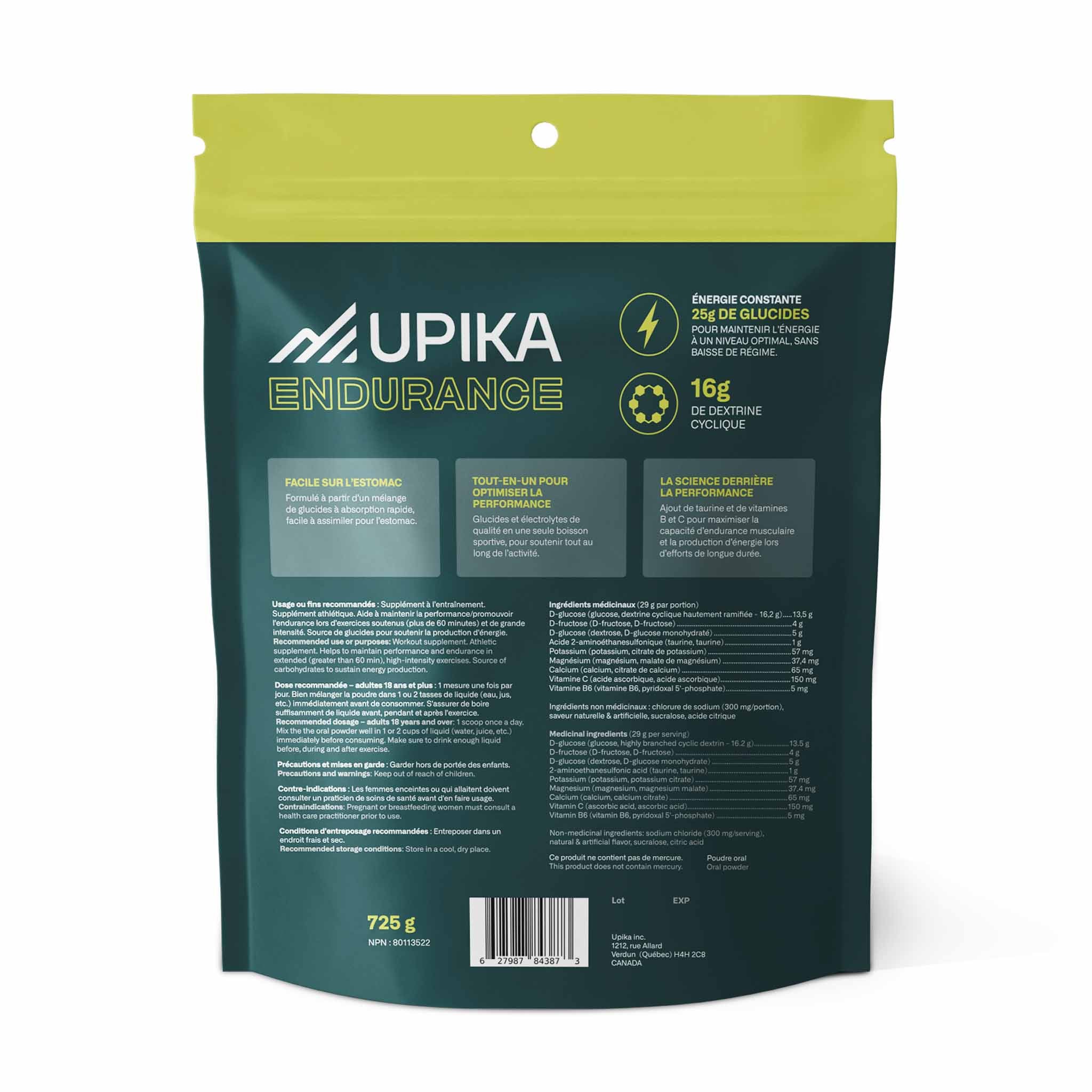 Upika Endurance carburant pour sport d'endurance - 25 portions - Image 5
